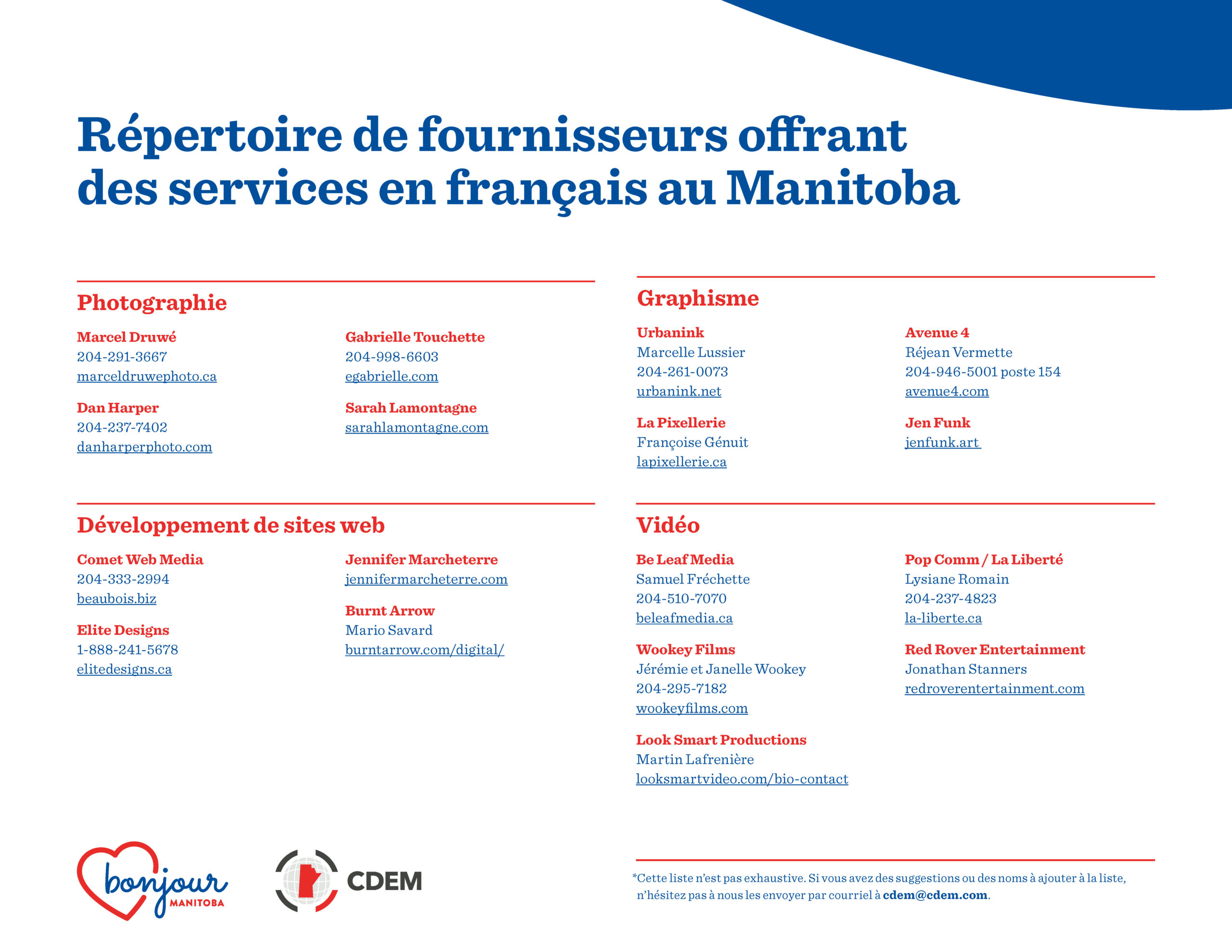 Fournisseurs francophones liste